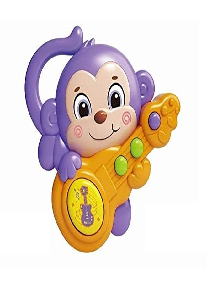 Quasar Musical Guitar Monkey Rattle Toy for Baby Made in Safe Non-Toxic Attractive Rattle for New Born Baby Children and Toddlers Best for Baby First Toys - Image 1